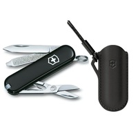 Victorinox Swiss Army Classic Black Knife + Pouch Bundle