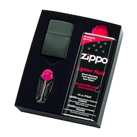 Zippo Black Ice Lighter Gift Box Set With Flints + Fluids