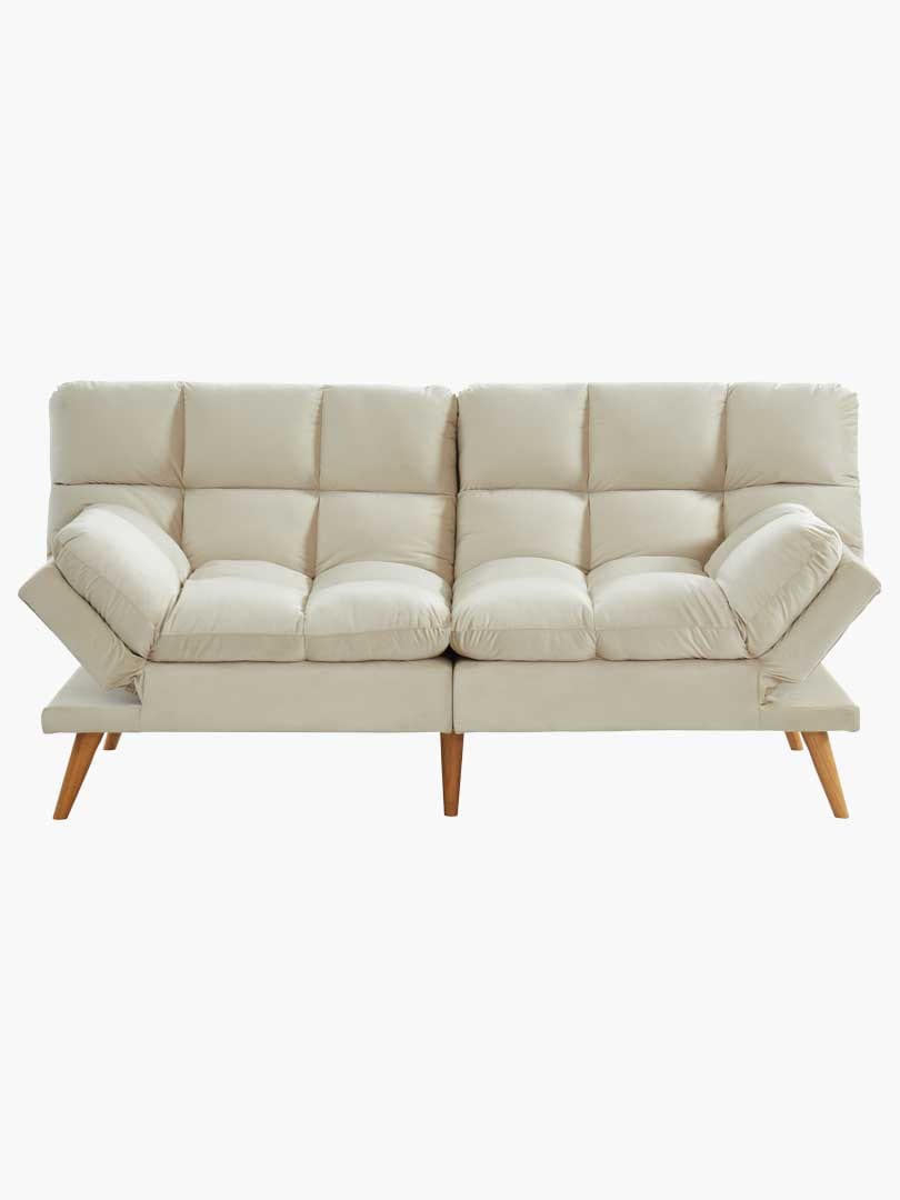 Buy Buffy 3 Seater Velvet Sofa Bed Beige MyDeal