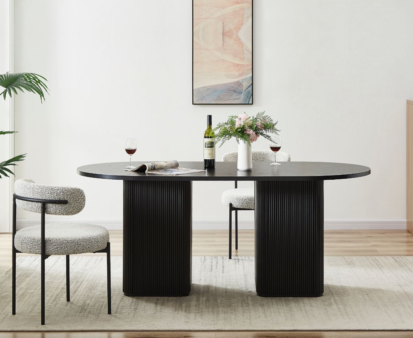 Buy Kate 6 Seater Black Column Dining Table MyDeal