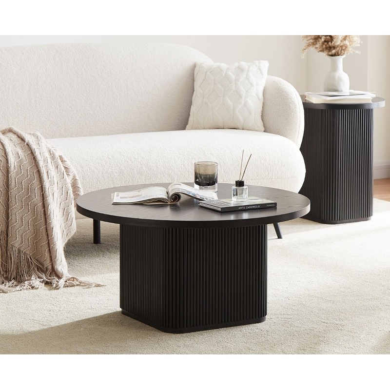 Buy Kate Black Round Column Coffee Table - MyDeal