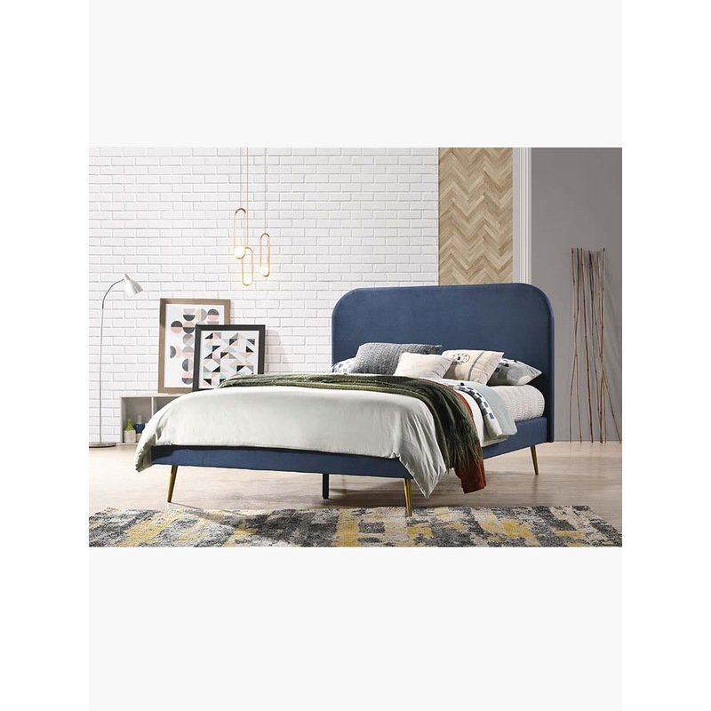 Buy LuLu Velvet Bed Frame With Golden Metal Legs MyDeal