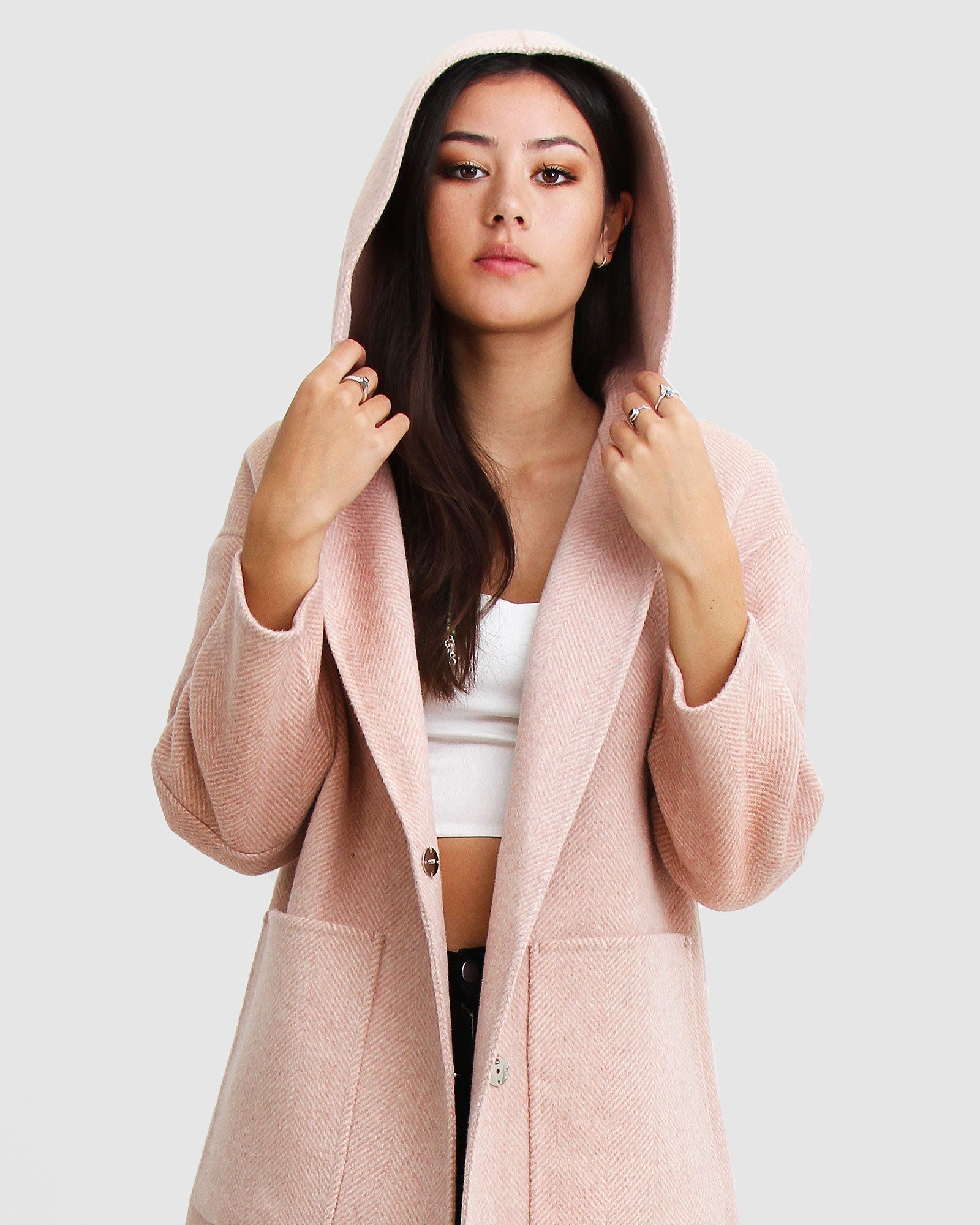 Walk This Way Wool Blend Oversized Coat - Blush Pink