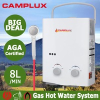 CAMPLUX 8LPM Tankless Gas Water Heater, 8L/Min Outdoor Portable Shower, Camping LPG Propane Instant Hot Boiler, Caravan Water System