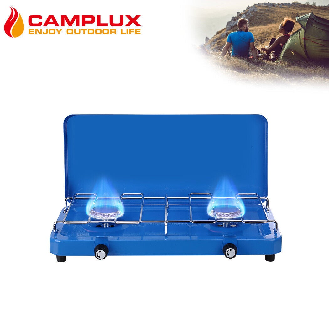 CAMPLUX Camping Stove 2 Burners Portable Gas Butane BBQ Stove Cooker