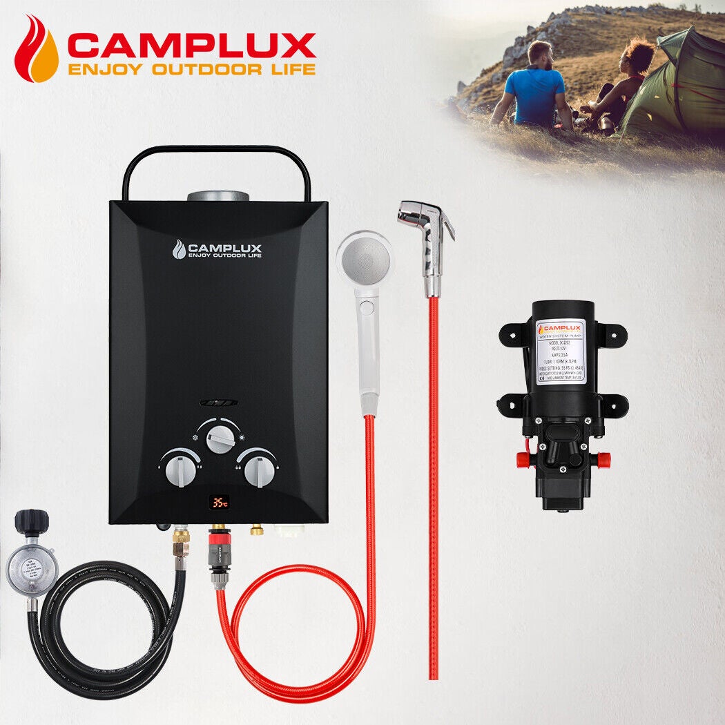 CAMPLUX Portable Gas Hot Water Heater Camping LPG Hot Water System 12V Pump RV