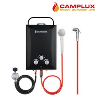 CAMPLUX Tankless Gas Water Heater 8L Outdoor LPG Instant Hot Shower System Black