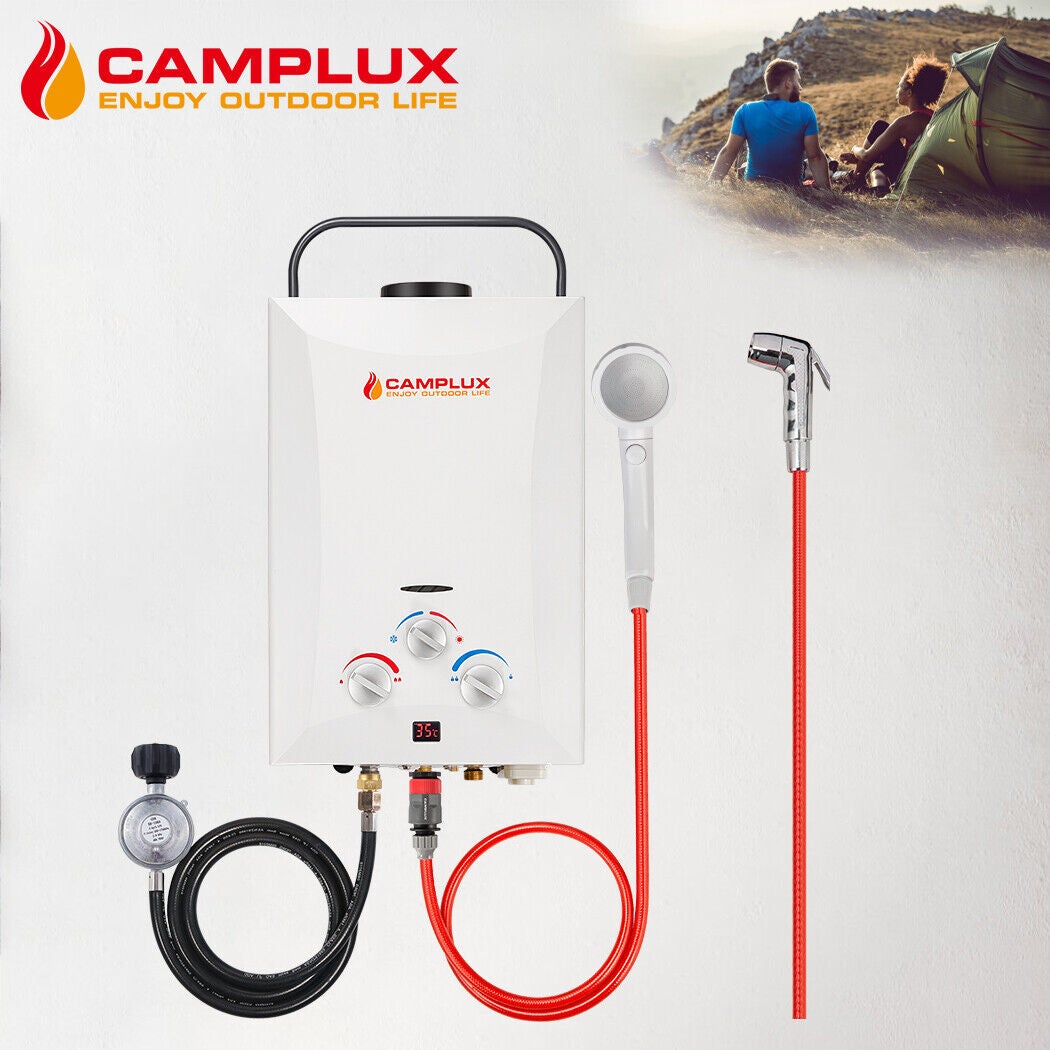 CAMPLUX Outdoor 8L Gas Water Heater with 4.3L Pump Portable Road Trip Hot Shower System