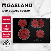 GASLAND chef 77CM 4 Burners Electric Ceramic Cooktop, Adjustable Extra Large Cooking Zone, Smart Slide Touch Control Kitchen Stove Top, Heavy Duty Black Glass Top Hot Plate