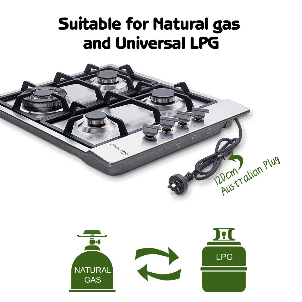 Buy GASLAND Chef Gas Cooktop 4 Burners Gas Hob Cast Iron Cook Top ...