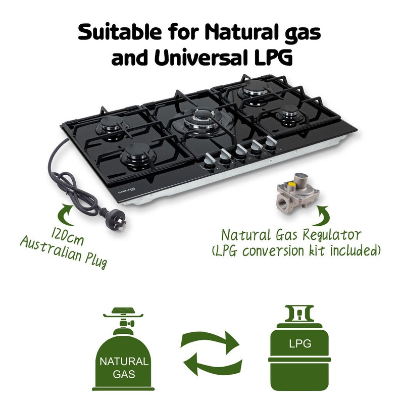 Buy GASLAND chef Gas Cooktop 5 Burners Glass Burner Cooktop Stove Knob