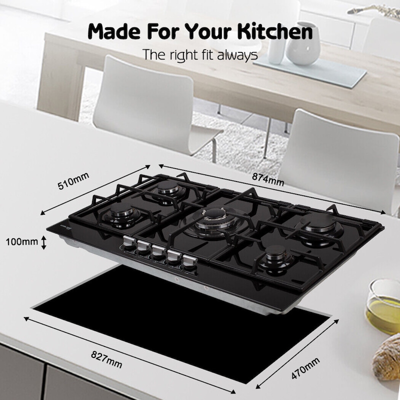 Buy GASLAND chef Gas Cooktop 5 Burners Glass Burner Cooktop Stove Knob ...