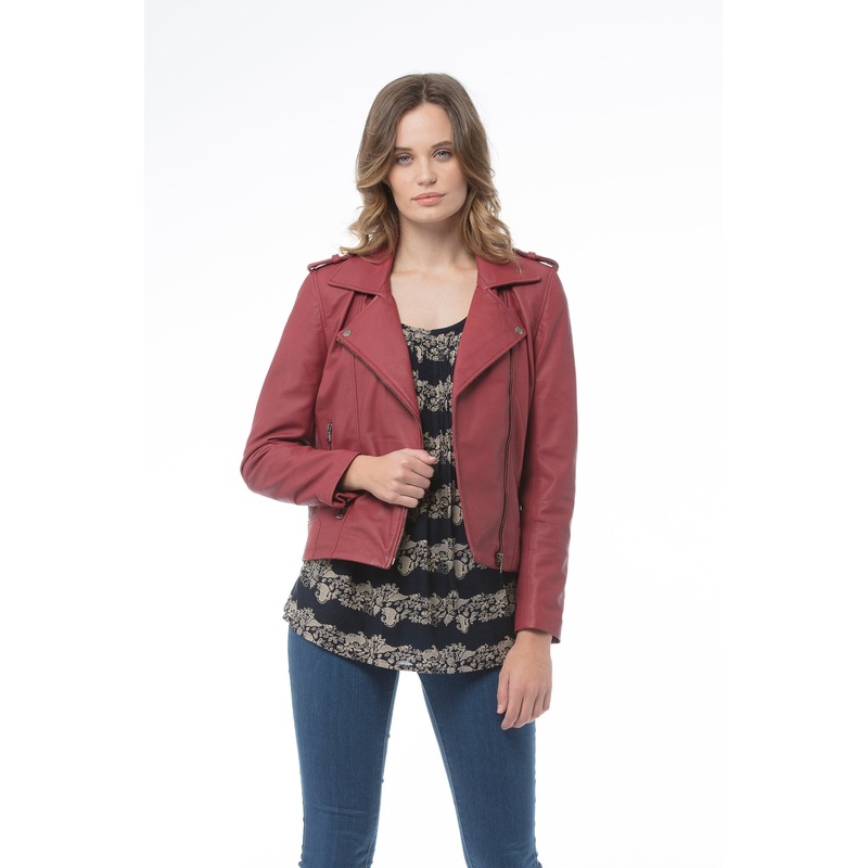 Buy Women's Leather JacketDark Red Real Leather Jacket Women Ladies