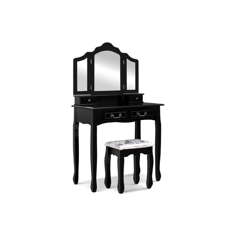Buy Amelie Dressing Table with Mirror Black 138cm x 79cm MyDeal
