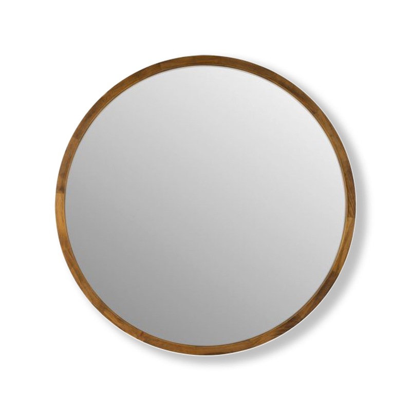 Buy Cebu Dark Wood Round Mirror 80cm or 95cm MyDeal