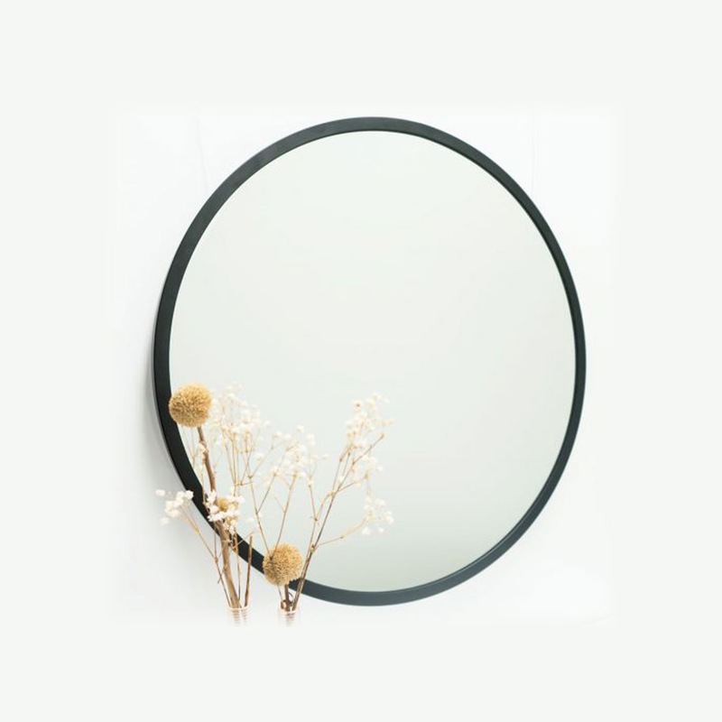 Buy Madrid Black Metal Round Bathroom Mirror 600mm or 800mm MyDeal