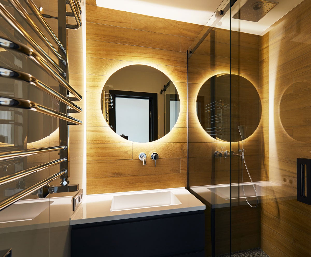 Rear Soft Glow LED Backlit Round Bathroom Mirror Warm/Cool Light - (60cm) or (90cm)