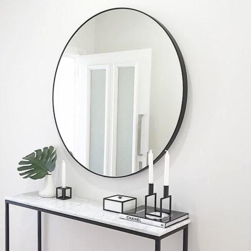 Romance Modern Black Frame Round Mirror (100cm) or (110cm) Buy Wall
