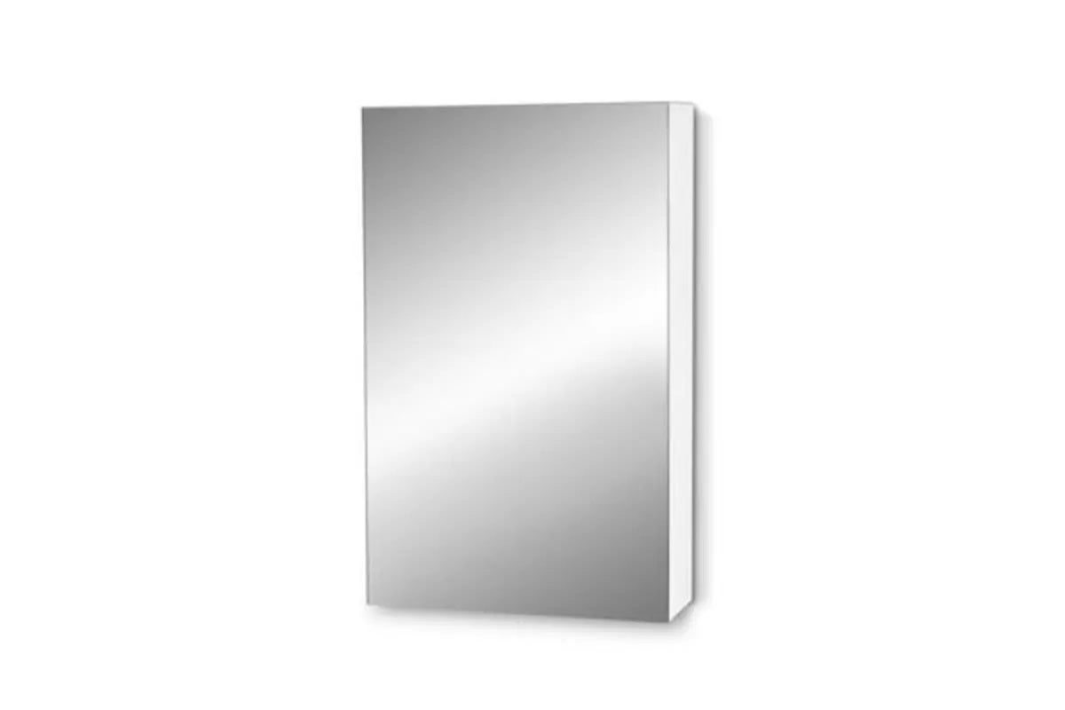 Single Door Mirrored Bathroom Cabinet – White 45cm x 72cm