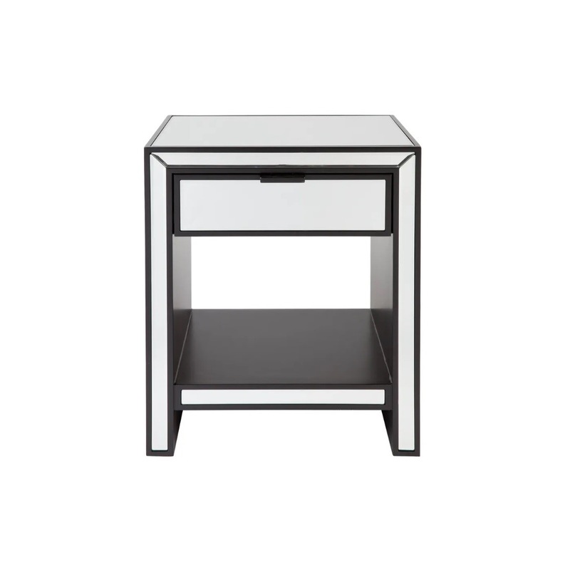 Buy Sophia Mirrored Bedside Table Black 60cm x 50cm MyDeal