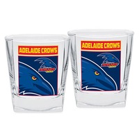 Adelaide Crows AFL Set of 2 Spirit Glasses 250ml Glass FULL COLOUR LOGO