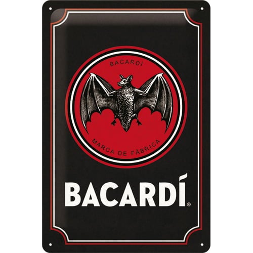 Bacardi Logo Raised Embossed Man Cave Tin Sign 20 x 30cm