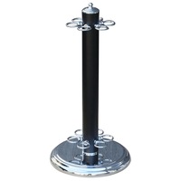 Metal Pool Snooker Billiard Table Cue Floor Stand Rack Black and Chrome