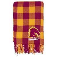 Brisbane Broncos NRL Rugby League TARTAN Fabric Large Throw Blanket