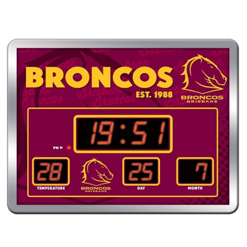Buy Brisbane Broncos NRL SCOREBOARD Digital LED Wall Clock Calendar