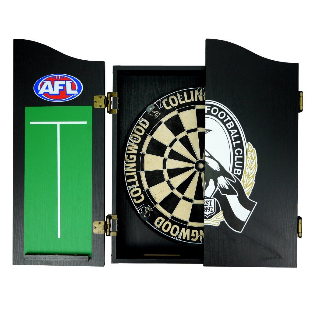 Collingwood Magpies AFL Dart Board and Cabinet Set