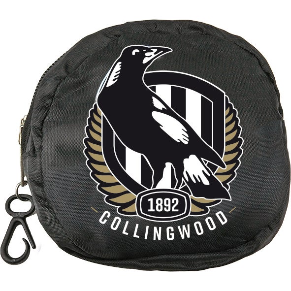 Collingwood Magpies AFL Foldaway Shopping Grocery Tote Carry Bag Pouch Key Chain