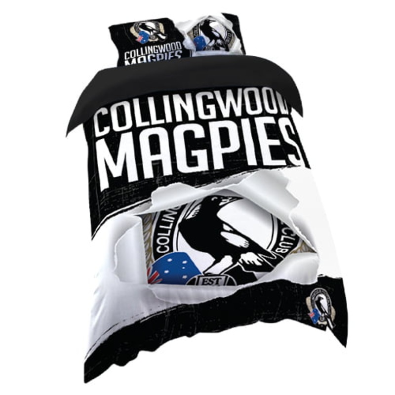 Buy Collingwood Magpies AFL SINGLE Bed Quilt Doona Duvet Cover and