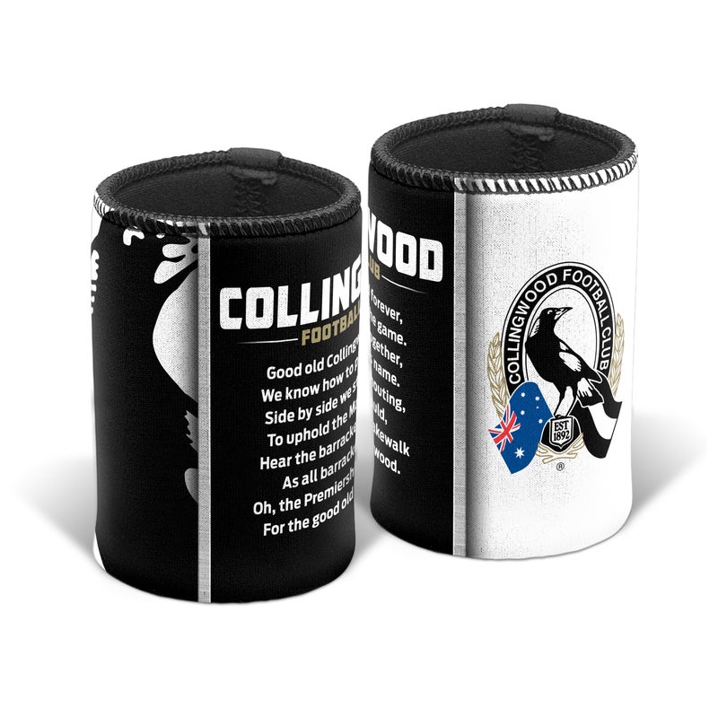 Collingwood Magpies AFL TEAM SONG Beer Can Bottle Cooler Stubby Holder Cosy