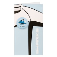 Cronulla Sharks NRL Greeting Card with Badge Birthday Christmas Mothers day Fathers Day