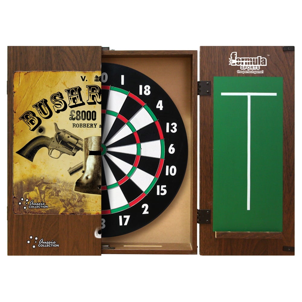 Formula Sports Dart Board Game 15 inch and Bush Ranger Ned Kelly Cabinet Set