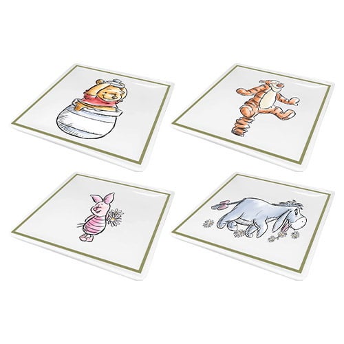 Disney Winnie the Pooh Characters Set of 4 Ceramic Plates