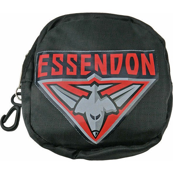 Essendon Bombers AFL Foldaway Shopping Grocery Tote Carry Bag Pouch Key Chain