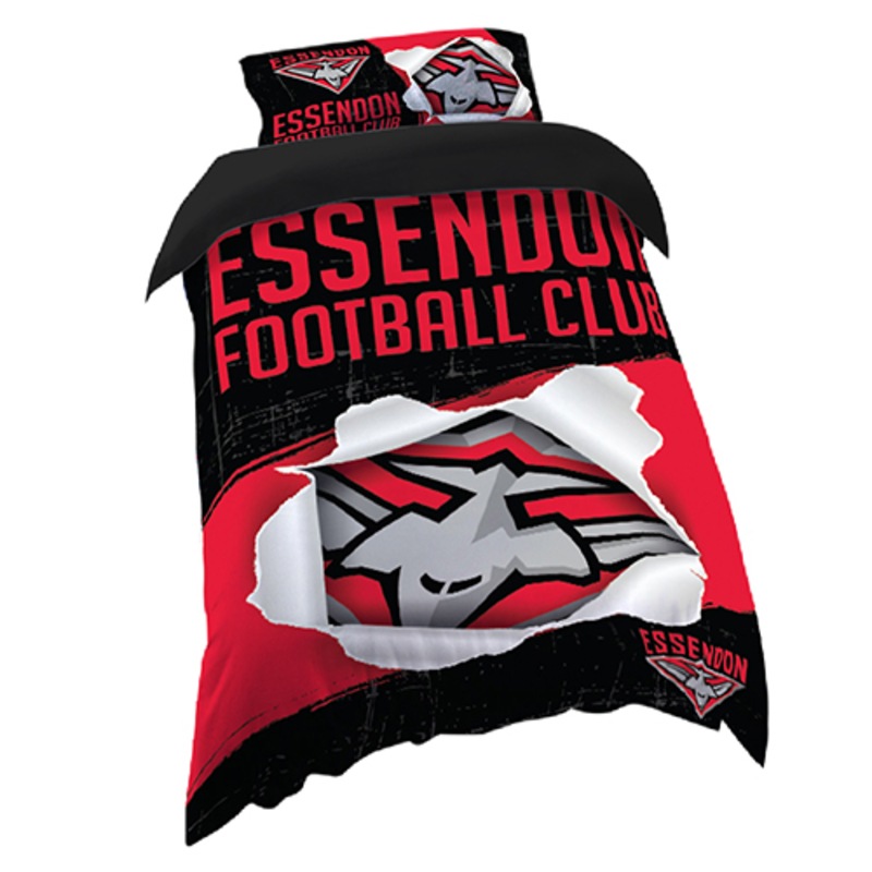 Buy Essendon Bombers AFL SINGLE Bed Quilt Doona Duvet Cover and Pillow