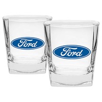 FORD Spirit Glasses set of 2 Blue Oval Logo