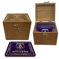 Fremantle Dockers Freo AFL Cork Back Drink Coasters in Wooden Case Box