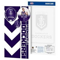 Fremantle Dockers Freo AFL Greeting Card with Player BADGE Birthday Fathers Mothers Day