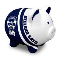 Geelong Cats AFL Dolomite Piggy Bank Money Box with Coin Slot