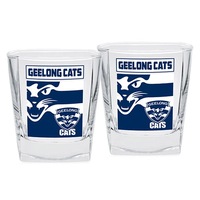 Geelong Cats AFL Set of 2 Spirit Glasses 250ml Glass FULL COLOUR LOGO