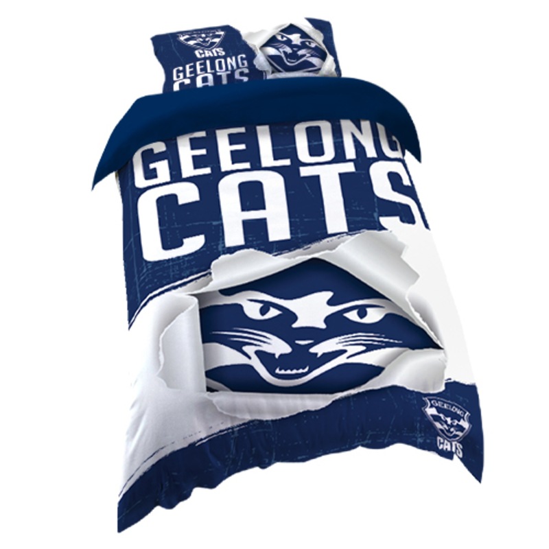 Buy Geelong Cats AFL SINGLE Bed Quilt Doona Duvet Cover and Pillow Case