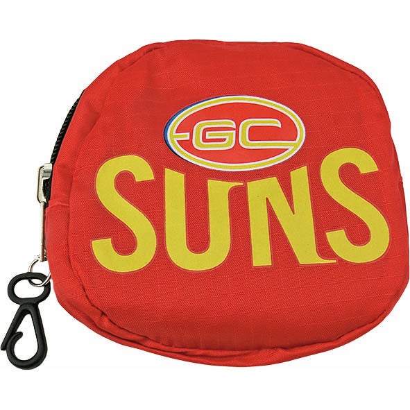 Gold Coast Suns AFL Foldaway Shopping Grocery Tote Carry Bag Pouch Key Chain