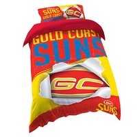 Gold Coast Suns AFL SINGLE Bed Quilt Doona Duvet Cover and Pillow Case Set