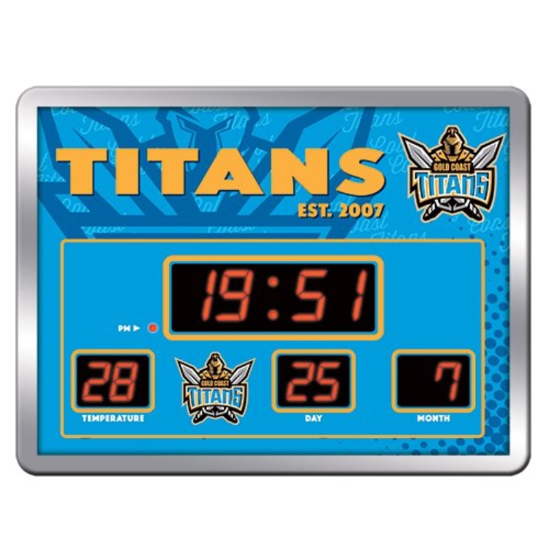 Buy Gold Coast Titans NRL SCOREBOARD Digital LED Wall Clock Calendar Temperature Display Sign