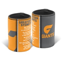 Greater Western Giants AFL TEAM SONG Beer Can Bottle Cooler Stubby Holder Cosy
