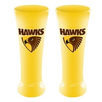 Hawthorn Hawks AFL Coloured Beer Drink Schooner Skol Glasses Set