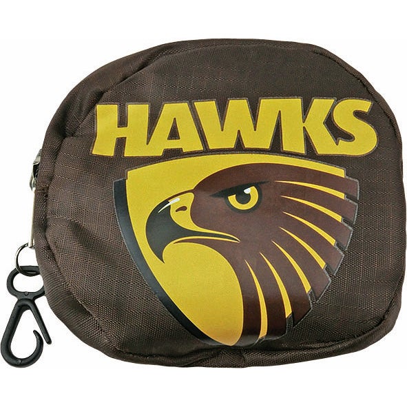 Hawthorn Hawks AFL Foldaway Shopping Grocery Tote Carry Bag Pouch Key Chain